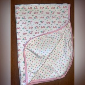 Gerber Organic Pink and White Baby Blanket double sided  EUC